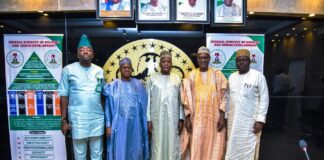L-R Managing Director, FHA, Hon. Oyetunde Ojo, Managing Director, FMBN, Mr. Usman Osidi, Hon Minister of State for Ministry of Housing and Urban Development, Abdullahi Tijjani Gwarzo, Hon. Minister of Housing and Urban Development, Arc. Ahmed Dangiwa and Permanent Secretary, Ministry of Housing and Urban Development, Dr. Marcus Ogunbiyi.