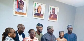 Co-founders of Mefa Abuja, Yinka and Bọlá Obebe with the Director General of the National Council for Arts and Culture, Obi Asika after the signing ceremony