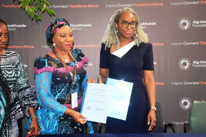 SERVICOM Partners With AIG- Imoukhuede Foundation The National Coordinator SERVICOM Presidency Mrs. Nnenna Akajemeli and the Executive Vice Chairman of the Aig Imoukhuede Foundation, Mrs. Ifovwe Aig- Imoukhuede during the the MOu signature ceremony in Abuja.