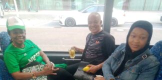 Deputy Chef De mission with her retinue of officers in the shuttle bus to the Sports Campus, Saarbrucken, Germany