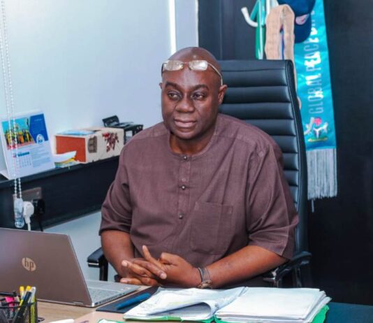 Permanent Secretary, Federal Ministry of Humanitarian Affairs and Poverty Alleviation, Abel O. Enitan, with monitoring team on PMS DAY in his office, on Thursday 19th September, 2024, Federal Secretariat Abuja