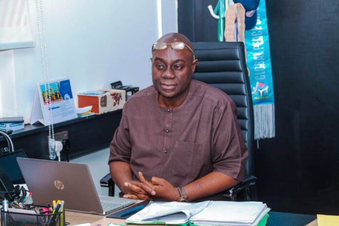 Abel O. Enitan Permanent Secretary, Federal Ministry of Humanitarian Affairs and Poverty Alleviation, Abel O. Enitan, with monitoring team on PMS DAY in his office, on Thursday 19th September, 2024, Federal Secretariat Abuja