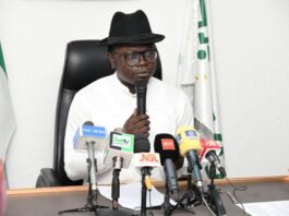 Honourable Minister of State, Federal Ministry of Youth Development, Engr. Ayodele Olawande addressing newsmen on the approval of the Youth Centre at Abuja.