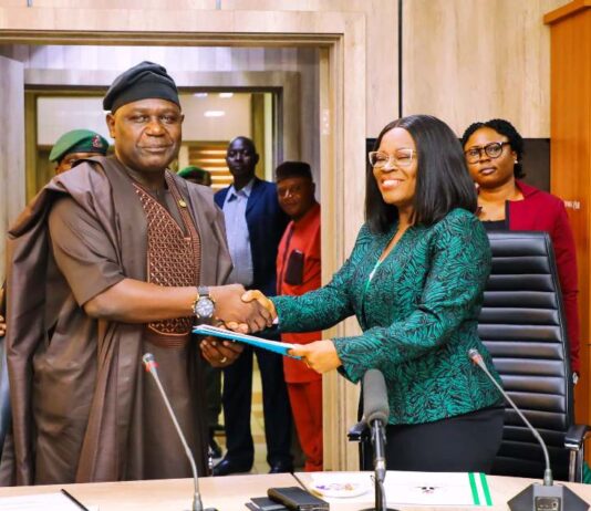 Handing Over and Assumption of Office between the Permanent Secretary, Cabinet Affairs Office, Dr. Emanso Umobong Okop, and the outgoing Permanent Secretary, Cabinet Affairs Office, Richard Pheelangwa, on Monday, 9th September, 2024 in the Office of the Secretary to the Government of the Federation.
