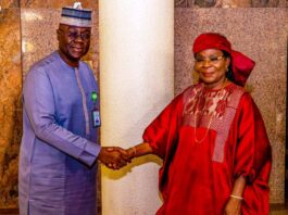 (Left to Right) Permanent Secretary Federal Ministry of Humanitarian Affairs and Poverty Alleviation Abel O . Enitan and the ECOWAS Commissioner for Human Development and Social Affairs, Prof. Fatou Sow Sarr, during a condolence and solidarity visit to the Ministry on Thursday 26th September 2024 in Abuja