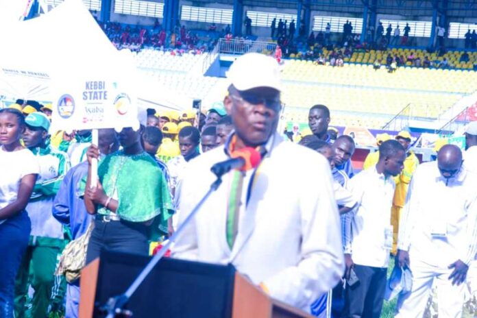 Federal Government Opens National Youth Games in Asaba1 The Honourable Minister of Sports Development, Sen. John Owan Enoh delivering his speech at the opening ceremony of the 8th National Youth Games held in Asaba, Delta State