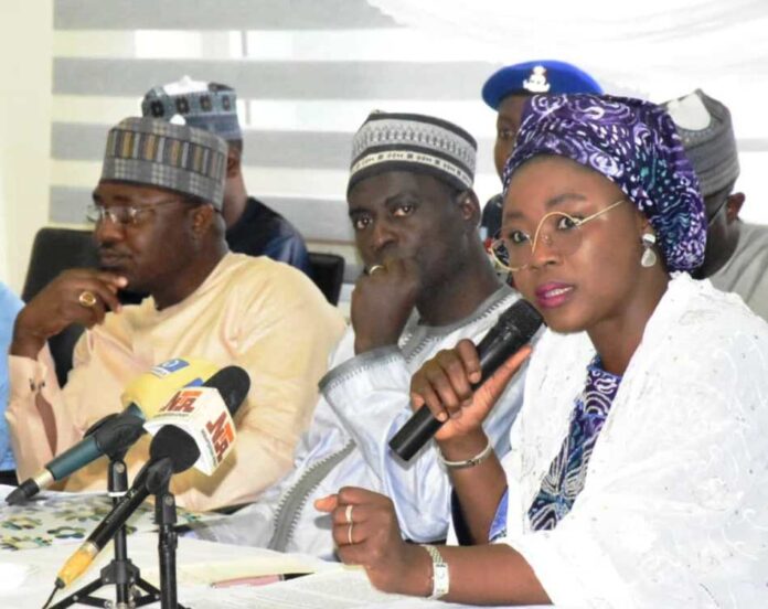 Jamila Bio The Honourable Minister, Federal Ministry of Youth Development, Dr. Jamila Bio Ibrahim (center), in a photograph with the State Youth Commissioners from the 36 States and the FCT during a recent Consultative Meeting held in Abuja.