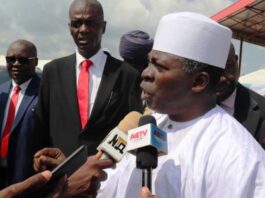 The Honourable Minister of Special Duties and Inter-governmental Affairs, Zaphaniah Jisalo, interacts with the Press after the event.