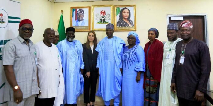 MPR Seeks Collaboration With Ministries Of Foreign Affairs The representative of the Permanent Secretary MPR and the Director of Gas Department in the Ministry, Mrs. Oluremi Komolafe (4th right) flanked by the Permanent Secretary, Federal Ministry of Industry, Trade and Investment, Amb. Nura Abba Rimi (5th right); Head of Sustainability Investment, Gulf Capital UAE, Dr. Miray Zaki (5th left) and the officials of FOSSREA in a group photograph at the courtesy visit.