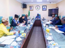 FROM LEFT TO RIGHT 1. Mr. Ishaku Buba - National Coordinator, National Agric. Growth Scheme and Agro Pocket (NAGS-AP) 2. Dr. Akande Oyebola - Assistance Director, African Financial Institution, IERD (FMF) 3. Mrs. Oluwarotimi Ajibola - Deputy Director. iERD (FMF) 4. Mr. Stanley George - Director international Economic Relations (FMF) 5. Wale Edun - Honorable Minister of Finance and Coordinating Minister of the Economy. 6. Omoboyede Olusanya- Group Managing Director & CEO,Flour Mills of Nigeria 7. Sadiq Usman - Group Director, Strategy & Stakeholder Relations, Flour Mills of Nigeria 8. Mr. Tabi Kari kari - Chief Agro Industry Officer. AFDB