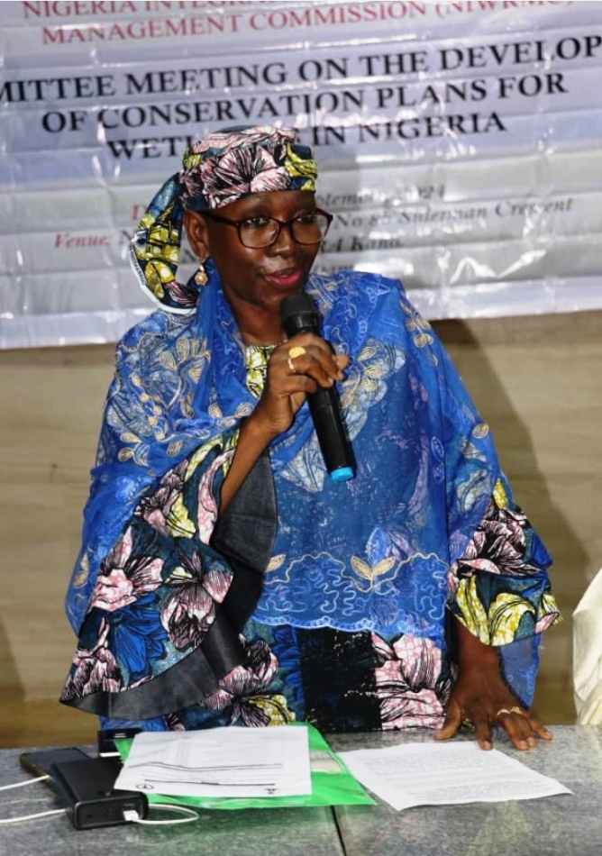 NIWRMC to Conserve Wetlands in Nigeria 1 Mrs Sakinatu Abbo Jimeta, Acting Executive Director, NIWRMC delivering her keynote address during the Committee meeting on the Development of Conservation Plans and Management of Wetlands in Nigeria happening in Kano.