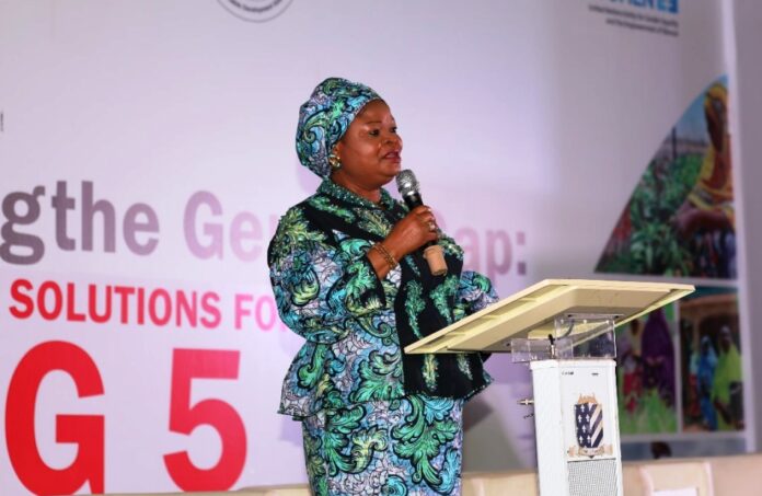 Pricess Orelope-Adefulire The Senior Special Assistant to the President on SDGs, Princess Adejoke Orelope Adefulire addressing the participants at the high level dialogue on “closing the Gap: financing solutions for SDG 5