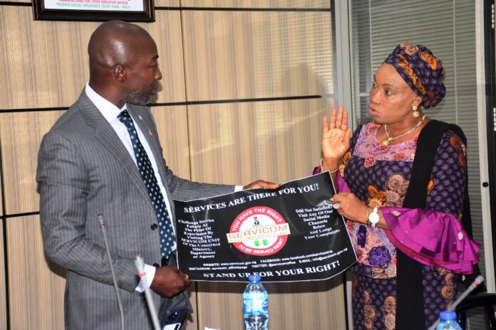 Quality Service Delivery Initiatives In All NSITF Zones1 The National Coordinator/ CEO SERVICOM PRESIDENCY Mrs Nnenna Akajemeli with the Managing Director/ CEO Nigeria Social Insurance Trust Fund ( NSITF), Mr. Oluwaseun Mayomi, during an advocacy visit in Abuja.