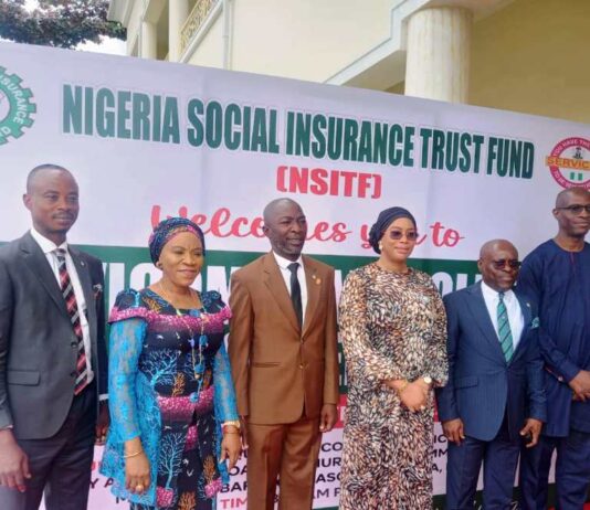 The National Coordinator/ CEO SERVICOM Presidency, Mrs Nnenna Akajemeli with the Managing Director/ CEO Nigeria Social Insurance Trust Fund and other Stakeholders during the Forum in Abuja.