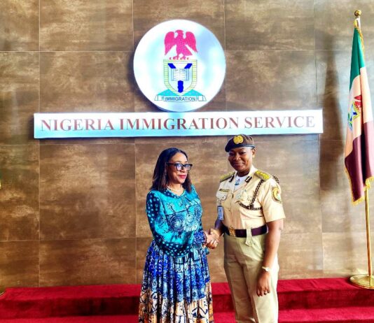 Honourable Minister of Tourism, Lola Ade-John, convened with the Comptroller General of the Nigeria Immigration Service, KN Nanda, Pcc, MMIS, FSM