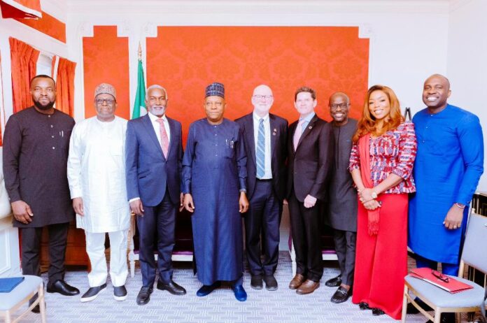 UNGA 79 Vice President Kashim Shettima (middle); Minister of Foreign Affairs, Ambassador Yusuf M. Tuggar (3rd from left); Coordinating Minister of Health and Social Welfare, Professor Muhammad Ali Pate (2nd from left); Minister of Communications, Innovation & Digital Economy, Dr. 'Bosun Tijani (far left); President of the Global Development Programme at the Bill & Melinda Gates Foundation, Dr. Christopher Elias (5th from right); President, Global Growth & Opportunity Division at the Bill & Melinda Gates Foundation, Rodger Voorhies (4th from right); Director of Nigeria Country Office at Bill & Melinda Gates Foundation, Uche Amaonwu (3rd from right); Special Assistant to the President on Public Health, Uju Rochas-Anwukah (2nd from right); Deputy Director, Programme Advocacy and Communications at the Gates Foundation, Ekenem Isichei (far right) during a high-level meeting with Executives of Bill and Melinda Gates Foundation on the sidelines of the ongoing 79th Session of the United Nations General Assembly in New York,
