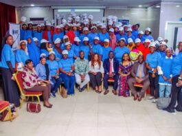 Sitting 4th left, the National President, Nigeria Women in Mining, Engr (Dr.) Janet Adeyemi with the Official of SMDF, Resource Persons and SMDF Trainees during the just concluded 2-Day Training on Gemstones & Jewellry Making held at Civic Centre, Lagos