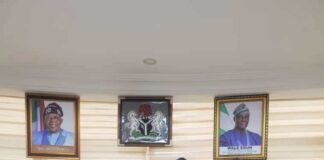 Courtesy visit of some Union leaders of the Association of Senior Civil Servants of Nigeria (ASCSN) Finance Chapter to the Honourable Minister of Finance and Coordinating Minister of the Economy, Mr. Wale Edun on: Strengthening Collaboration for Enhanced Workforce Welfare in the Ministry and Economic Development. From the righ-hand side of the HMF&CME is Comrade Nuhu Abubakar Bah, Chairman ASCSN, next is Comrade Oche John, Secretary JUC, and to the left side of the Minister is Comrade Maijama Salisu, Ex-officio in a group photograph after the courtesy call on the Minister in his office in Abuja today