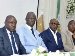 Reps of Secretary to the Government of the Federation, (SGF) Mr. Dapo Oyedemi 2nd right, Ag. Director-General, BPP, Barr. Olusegun Omotola, 2nd left, Reps of Chairman, ICPC & Director, Procurement, Mr. Shintema P. Binga, 1st left and DG, Lagos State Public Procurement Agency, Mr. Fatai Idowu Onafowote, 1st right at the BPP 2024 Mandatory Continuous Public Procurement Capacity Development Training in Lagos