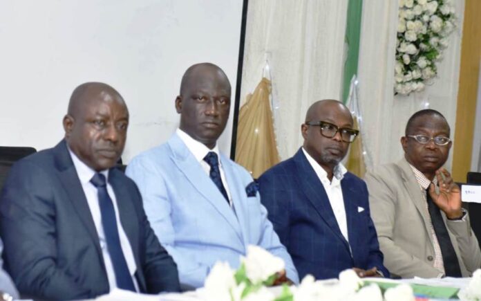 BPP 2024 Mandatory Continuous Public Procurement Capacity Development Training1 Reps of Secretary to the Government of the Federation, (SGF) Mr. Dapo Oyedemi 2nd right, Ag. Director-General, BPP, Barr. Olusegun Omotola, 2nd left, Reps of Chairman, ICPC & Director, Procurement, Mr. Shintema P. Binga, 1st left and DG, Lagos State Public Procurement Agency, Mr. Fatai Idowu Onafowote, 1st right at the BPP 2024 Mandatory Continuous Public Procurement Capacity Development Training in Lagos