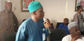 The acting CEO AUDA-NEPAD Barrister Baba Saidu addressing NEPAD staff.