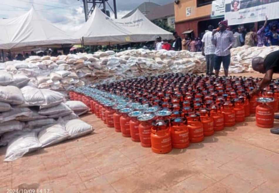 Palliatives distributed at the programme - 5,000 (10kg) bags of rice, 300 gas cylinders and 500 bags of fertilizers