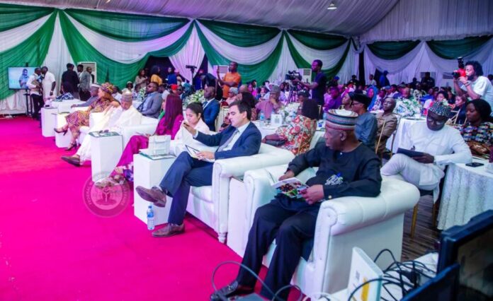 Ending Child Abuse1 3rd from left - Honourable Minister of Women Affairs, Barrister (Mrs) Uju Kennedy-Ohanenye, Honourable Minister of Budget and National Planning, Senator Abubakar Bagudu, Mandate Secretary, Women Affairs, FCT, Dr. Adedayo Benjamin-Laniyi, Honorary Consul of Columbia in Nigeria, Maricel Romero Cantillo and other dignitaries at Nigeria's National Preparatory Meeting for the 1st Global Ministerial Conference on Ending Violence Against Children, Begota, Colombia - November 7th - 8th, 2024