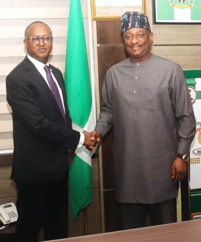 (L- R) Emmanuel Nyirinkindi, the Vice President Cross Cutting Solution- International Finance Corporation, an arm of World Bank with Minister of Aviation and Aerospace Development, Festus Keyamo, SAN, CON, FCIArb. UK