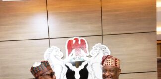 Governor of Maiduguri, Babagana Zulum and Hon. Minister of Aviation and Aerospace Development, Festus Keyamo SAN, CON, FCIAbr. UK