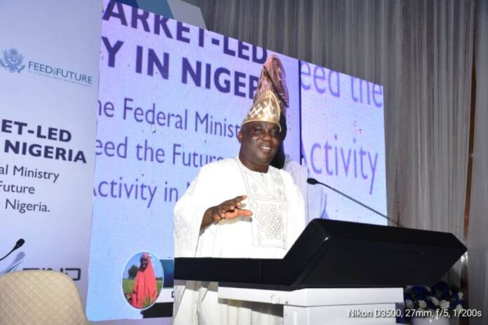 FMAFS, USAID Strategize1 The Minister of Agriculture and Food Security, Sen Abubakar Kyari, represented by the Director, Federal Department of Agricultural Extension Services, Dr. Deola Tayo Lordbanjou, during the National Impact Workshop in Abuja.