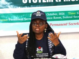 The Permanent Secretary of the Federal Ministry of Arts, Culture, and Creative Economy/Tourism, Ibiene Roberts, FNIM, OON, officially declaring open the Performance Management System (PMS).