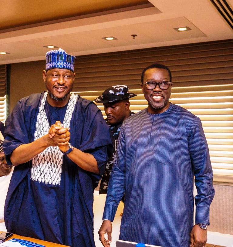 L-R: The Executive Governor of Katsina State, His Excellency Mallam Dikko Umaru Radda, alongside the World Bank Country Director, Ndiame Diop, during the meeting.