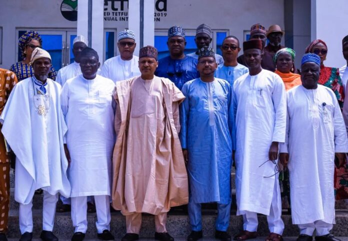 The Vice Chancellor of the National Open University of Nigeria, Prof. Olufemi Peters, (second left); Minister of Information and National Orientation, Mohammed Idris (third left); UNESCO Representative to Nigeria, Mr. Abdourahamane Diallo (third right) at the celebration of the National Global Media and Information Literacy Week 2024 in Abuja on Friday