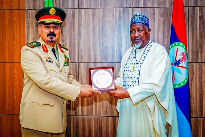 Islamic Military Counter Terrorism Centre1 The Minister of Defence, H.E Mohammed Badaru Abubakar CON, mni received a delegation from Islamic Military Counter Terrorism Coalition from Kingdom of Saudi Arabia led by Major General Mohammed bin Saleem Al-Moghidi in Ship House Abuja.