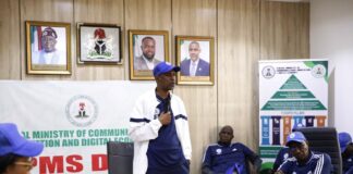 The Permanent Secretary Federal Ministry of Communications, Innovation and Digital Economy Engr. Faruk Yusuf Yabo during the maiden Ministerial Performance Management Strategy Review Session of the PMS Day in his Conference Room, on the 24th of October, 2024 in Abuja.