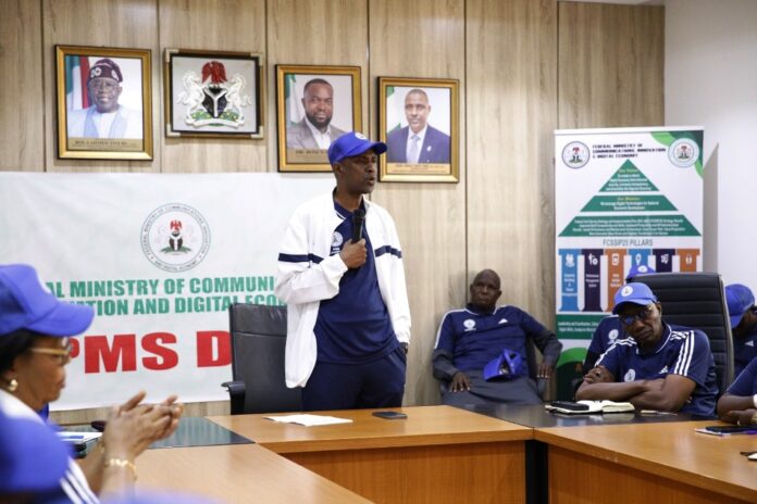 Ministry Of Communications Observe Maiden PMS Day3 The Permanent Secretary Federal Ministry of Communications, Innovation and Digital Economy Engr. Faruk Yusuf Yabo during the maiden Ministerial Performance Management Strategy Review Session of the PMS Day in his Conference Room, on the 24th of October, 2024 in Abuja.
