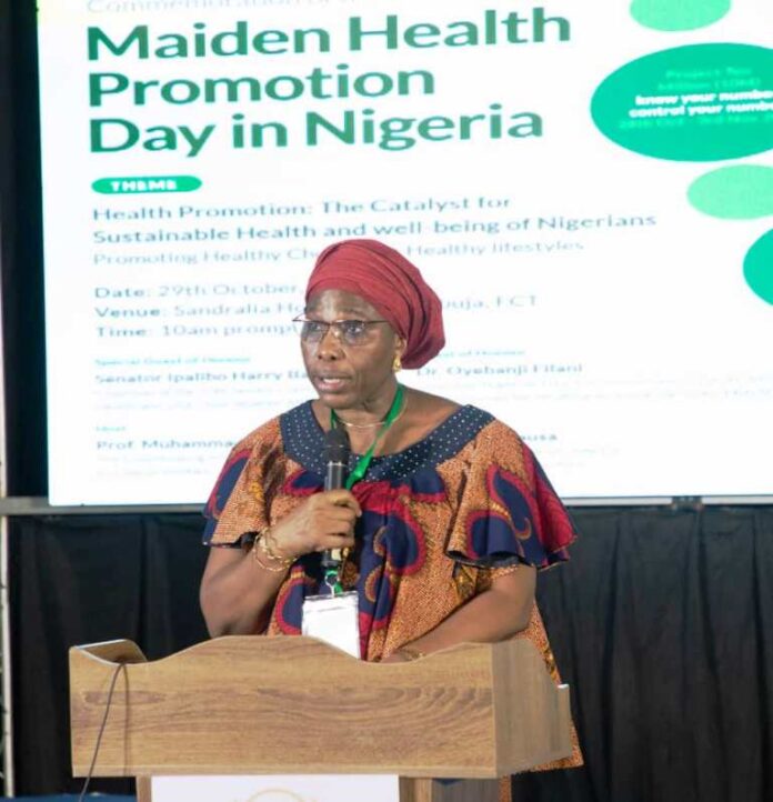National Health Promotion Day2 The Permanent Secretary Kachollom Daju mni, ably represented at the event by Dr. Olubunmi Aribeana, Director Food & Drugs Department of the Ministry, delivering her speech