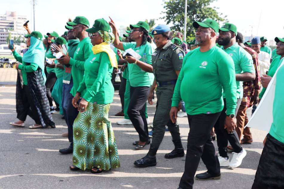 THE HIGHPOINT OF THE PMS LAUNCH WAS THE ROAD WALK TO CREATE AWARENESS. AS ALWAYS, PERMANENT SECRETARY, DR. MARYAM ISMAILA KESHINRO, LEADS BY EXAMPLE.