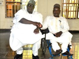 Hon. Chairman, Federal Civil Service Commission (FCSC), Prof. Tunji Olaopa (L) with Chief Ayuba Gufwan the Executive Secretary, National Commission for Persons Living with Disabilities (NCPD) during his visit to the Commission.