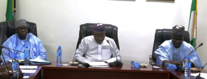 Transparent Police Academy Admission Process2 L-R: Chairman Police Service Commission, DIG Hashimu S. Argungu (RTD), Minister of Police Affairs, Ibrahim Gaidam, and Permanent Secretary, Mr. James Sule; during a stakeholders Meeting on Admission for Regular Course, 11 2024/2025 Academy Session of the Nigeria Police Academy held at the Headquarter of the Ministry of Police Affairs in Abuja.