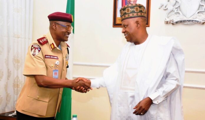Vice President Kashim Shettima is with the Federal Road Safety Corps (FRSC) Corps Marshal, Shehu Mohammed Vice President Kashim Shettima is with the Federal Road Safety Corps (FRSC) Corps Marshal, Shehu Mohammed