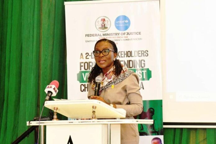 Violence Against Children2 Solicitor General of the Federation and Permanent Secretary, Federal Ministry of Justice, Mrs. Beatrice Jedy-Agba, OON, mni, presenting Keynote Address at the opening session of a 2- day Stakeholders Forum on Ending Violence against Children in Nigeria at Abuja Continental Hotel. 7/10/2024