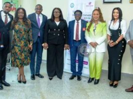3rd from right - Honourable Minister of Women Affairs, Barrister (Mrs) Uju Kennedy-Ohanenye, Rep of the Managing Director, WEMA Bank Plc/ED Retail and Digital - Tunde Mabawonku, Divisional Head, Retail & SMEs - Ayodele Olojede, Head, Women Program - Abiola Nejo, Regional Manager, Abuja - Chioma Oniaguluchi and others during the visit of the team to the Ministry