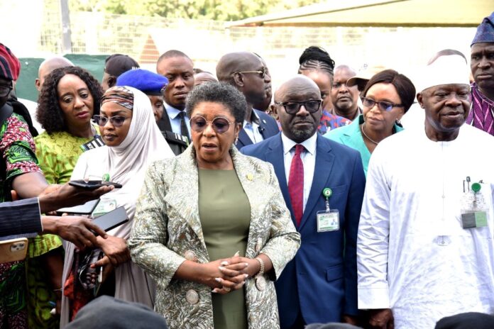 Walson-Jack Inspects CBT Compro Exam Centre1 Head of the Civil Service of the Federation, Mrs Didi Esther Walson-Jack OON, mni during the inspection visit to the Ansar- ur- Deen Resource Centre., Maitama, Abuja, one of the Venues of the Compro Examination held, Wednesday, 2nd October, 2024