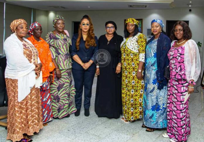 Women To Speak Out Against Maltreatment 3rd from left, National Coordinator, Forum of Special Advisers on Women Affairs - Nigeria, Amb. Finney David (Gombe), Honourable Minister of Women Affairs, Barrister (Mrs) Uju Kennedy-Ohanenye, Mary Noel Berje (Niger) and other state representatives after the Courtesy visit