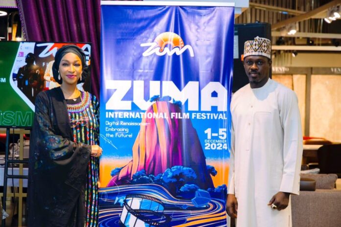 Zuma International Film Festival 20242 L-R: Hannatu Musa Musawa Minister of Art, Culture and Creative Economy and Managing Director of the Nigerian Film Corporation at the ZUMA International Film Festival Press conference to officially unveil the LOGO for 2024 Festival.