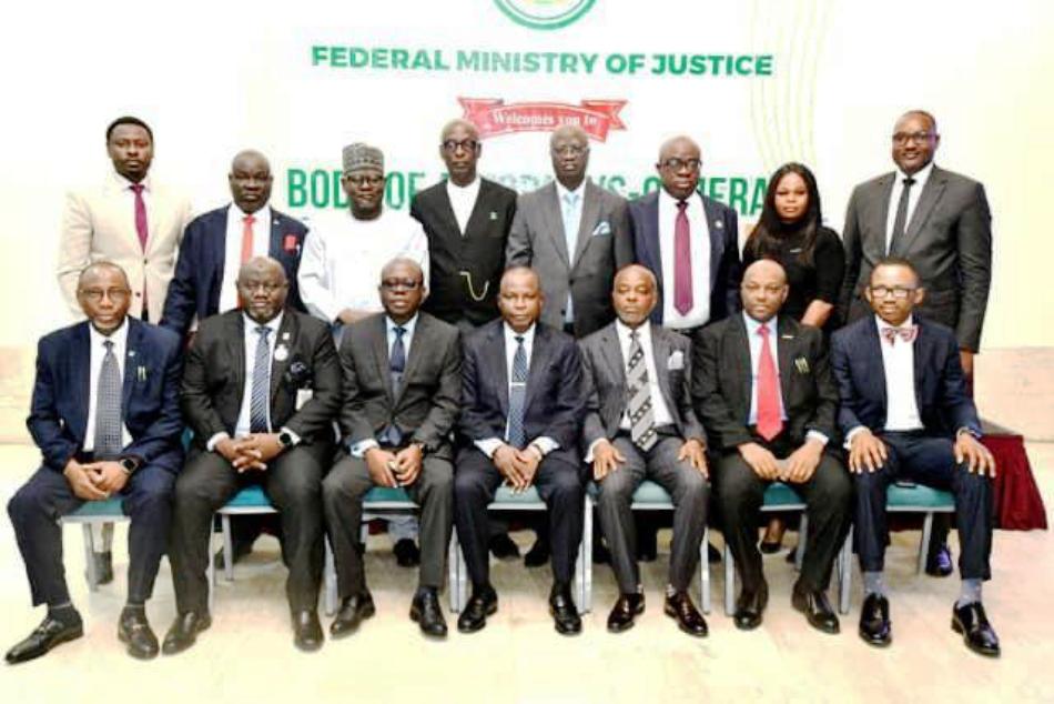 Hon. Attorney General of the Federation and Minister of Justice, Lateef Fagbemi, SAN, in a Group Photograph with the States Attorneys General during the Meeting of the Body of Attorneys General at Rock View Hotel 14/11/2024
