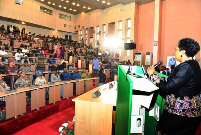 Digitalization Revolution In The Federal Civil Service1 HCSF, Mrs Didi Esther Walson-Jack, OON, mni, reading her Address during the launch of the Service-Wise GPT, Federal Civil Service On-Line Academy and Govmail digitalisation tools in Abuja.