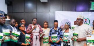 Permanent Secretary Kachollom Daju mni, on behalf of Honourable Coordinating Minister, Launched the Five-Year Strategic Plan of Action For Occupational Health and Safety Services In Nigeria; she is supported by Directors of Departments of the Ministry and Stakeholders.