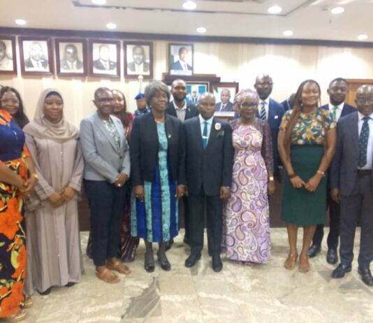 Fourth from Left, Mrs Funke Adekoya (SAN); the AGF, Prince Lateef Fagbemi (SAN), and the Permanent Secretary, Mrs Beatrice Jeddy-Agba, with other committee members during the inauguration.